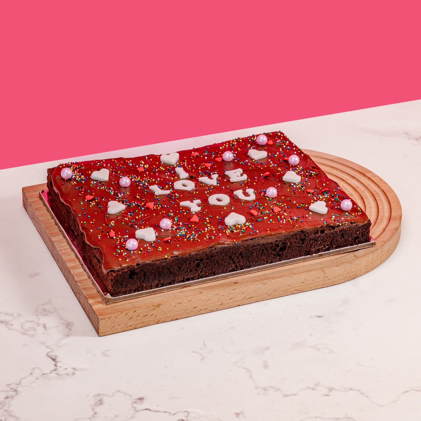 A LOVE LETTER BROWNIE CAKE